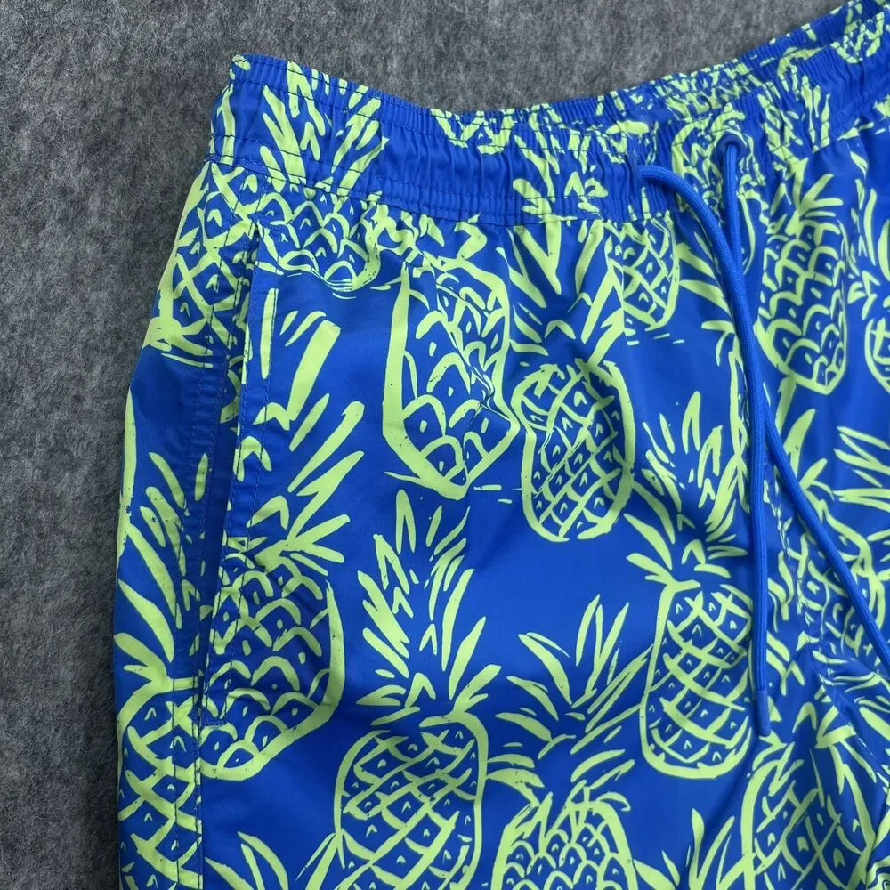 Chubbies Men's Swim Trunks Blue Pineapple Print Mesh Lined Quick Dry Size Medium